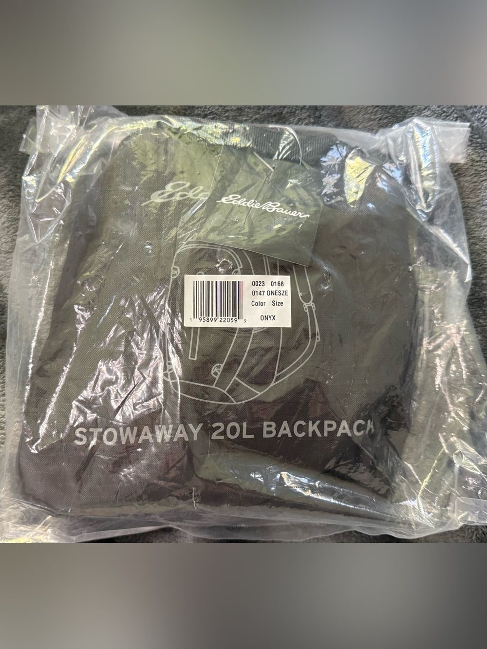 Eddie Bauer Stowaway 20L Backpack in Onyx NWT in bag
